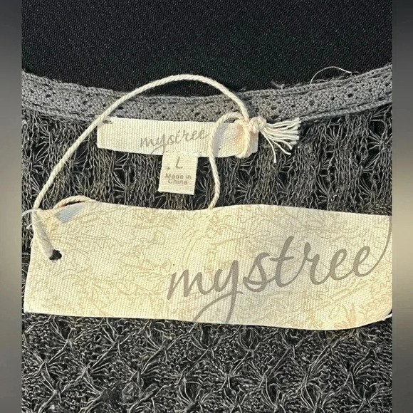 Mystree size L NWT pull-over sheer blouse with 3/4 sleeves w/elastic at cuff - Picture 8 of 10